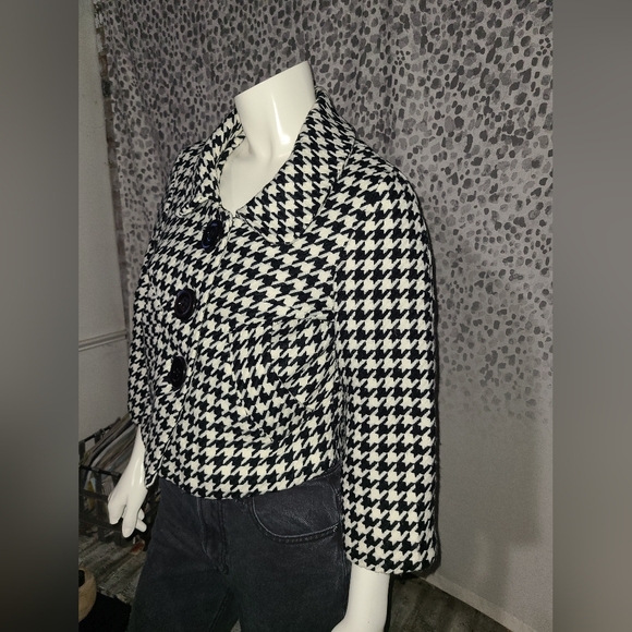Last Kiss Cropped Sleeve Houndstooth Blazer Women's Size Small - Picture 3 of 10